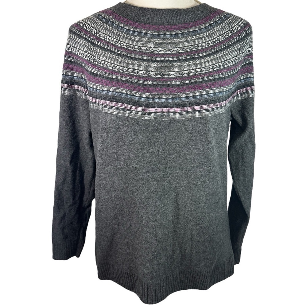 J. Jill Gray and Purple Striped Sweater